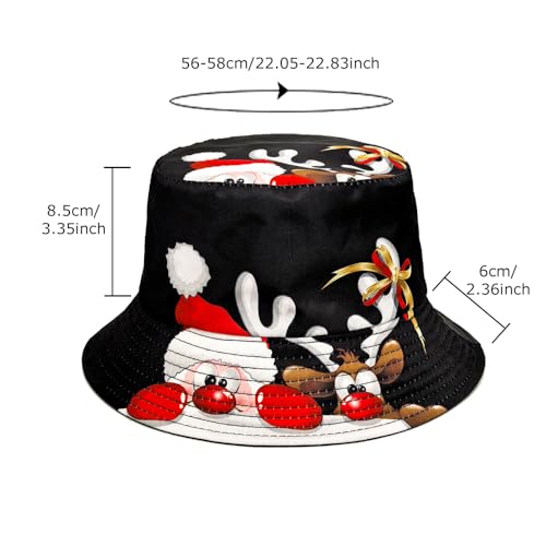 Image of Bucket Hat for Women Men,Travel Sun Beach Cap,Unisex Fishing Outdoor Boonie (Christmas Santa)