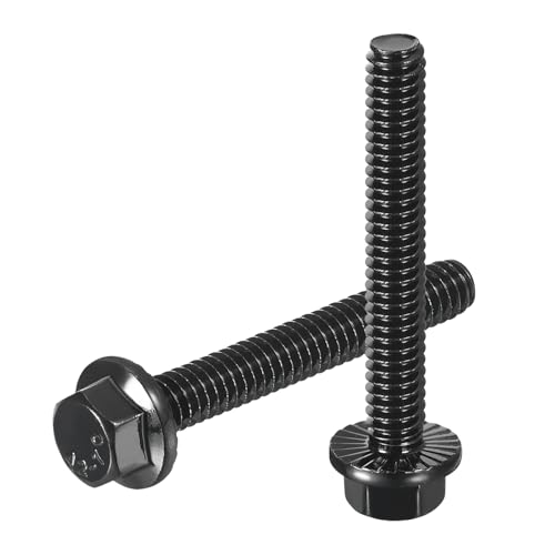 Image of uxcell 25Pcs 1 /4-20 x 1-3 /4 inch Flanged Hex Head Bolts, 304 Stainless Steel Flange Hexagon Screws, Flange Hex Drive Screws 5.8 Grade for Machinery Industry Home Appliances, Black