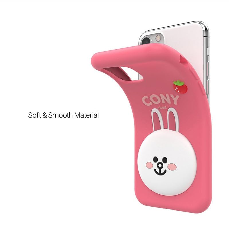 Image of COVERLY for iPhone 15 Pro Max 3D Line Friends Cony Cartoon Case,Premium Silicone Case Pink Candy with Phone Holder Cool Full Protective Cute Kawaii Aesthetic Cover for Apple iPhone 15 Pro Max