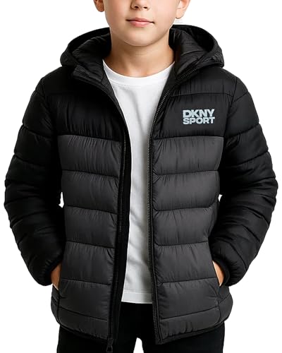 Image of DKNY Boys Puffer Jacket - Midweight Insulated Wind Water Resistant Hooded Puffer Winter Coat - Quilted Winter Jacket for Boys