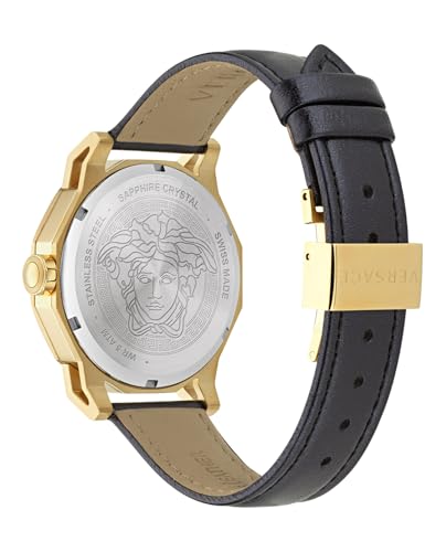 Versace Medusa Deco Collection Luxury Womens Watch Timepieces with a Black Strap and Dial Featuring a Gold Case3