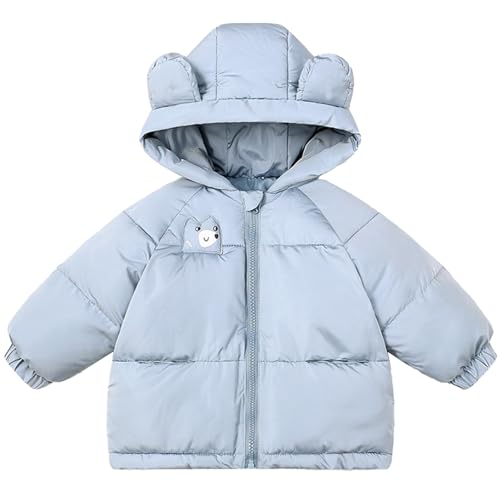 Toddler Winter Coat Fall Bear Hooded Medium Weight Zip Up Puffer Jacket for Girls Long Sleeve Puffy Waterproof Outwear