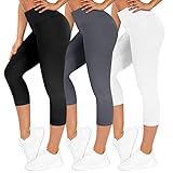TNNZEET 3er Pack Leggings Damen High Waist Schwarz Leggins Blickdicht für Sport Gym(Schwarz/Dunkelgrau/Weiß,L-XL)