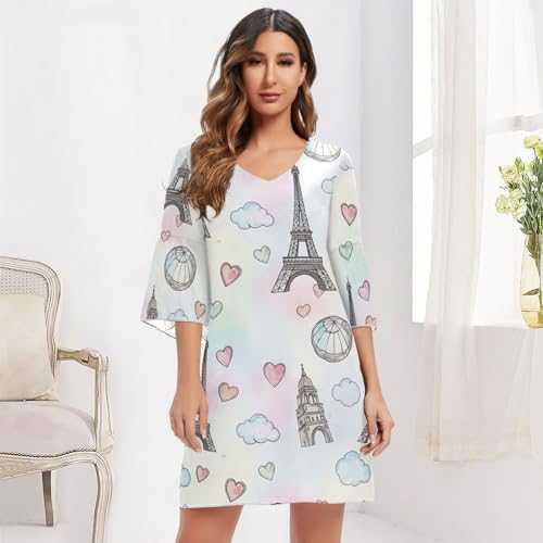 Robe de plage hawaïenne pastel aux manches 3/4 fluides et légères - 6
