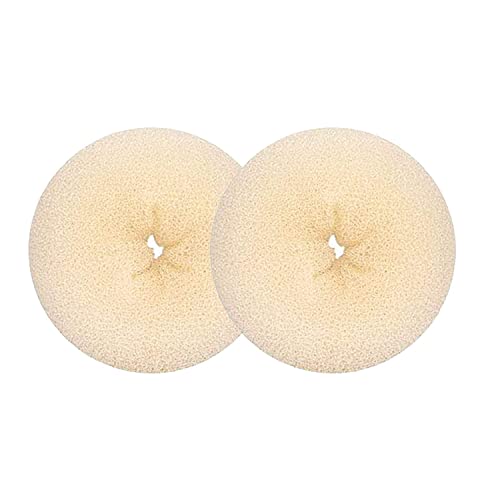 Ciambella extra per chignon biondi per bambini, chignon ad anello, 2 pezzi, per capelli corti e sottili (S, 6,3 cm, beige)