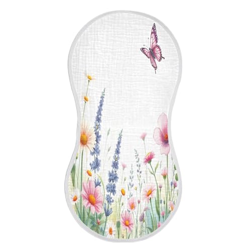 Beautiful Flowers Burp Cloths Cotton Baby Washcloths,Large 22x11in Burping Cloth Absorbent and Soft for Newborn Baby Boys and Girls,2 Pack