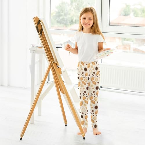 ALAZA Girls' Leggings Children's Yoga Pants Skinny Printed Dance Coffee Cookies Croissants Comfortable 4T4