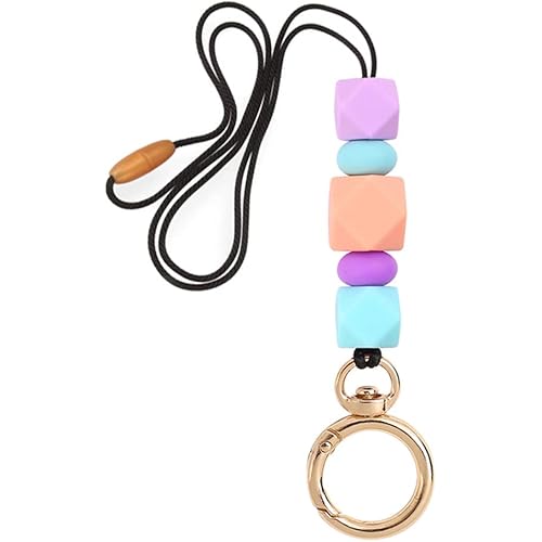 Halanicawa Badge Lanyards, Fashion Silicone Beaded Lanyard Breakaway Lanyard Necklace with Metal Clasp