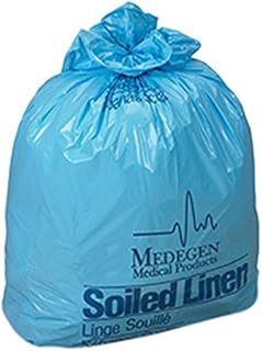 Medegen R285HA Laundry and Linen Bag with Soiled Linen Printed, Star Seal, Coreless Roll, Light Blue/Blue, 1.05mil Gauge, 20 Gallon-30 Gallon Capacity, 30.5