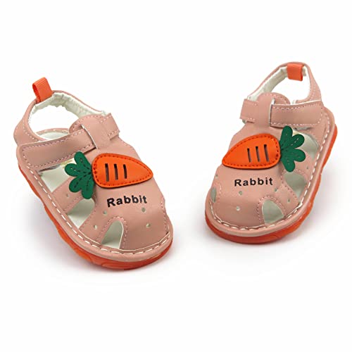 Image of WILLFUN Baby Boy Girl Summer Infant Squeaky Sandals Premium Rubber Sole Closed-Toe Non-Slip Shoes Toddler First Walkers