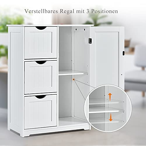 COSTWAY Meuble Bas Blanc (L x l x H) 60 x 30 x 81 cm