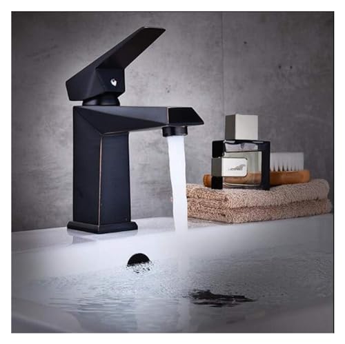Grifo de baño cuadrado de latón negro cepillado con monomando para lavabo moderno 2