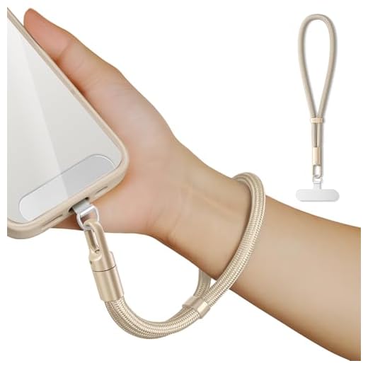 saxsion Lanyard for Phone, Self-Locking Phone Wrist Strap with 0.4mm Ultra-Thin Clip & 360° Hook, Anti-Drop and Anti-Theft Cell Phone Strap Fit iPhone (Camel)