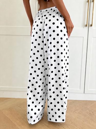 Image of MakeMeChic Women's Summer Satin Silk Pants Casual Flowy Pants Beach Vacation Wide Leg Pants