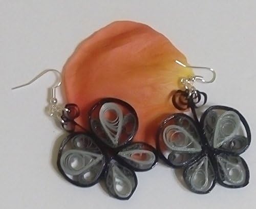 Gray and Black paper quilled Butterfly earrings