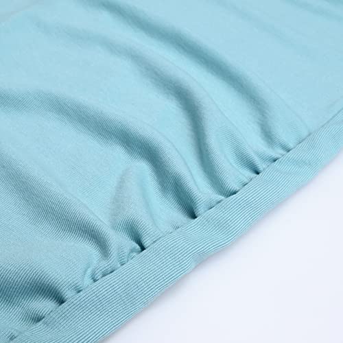 Debelly Maternity Ribbed Tank Top Crew Neck Sleeveless Mama Cloth Soft Lightweight Pregnancy Camisole Side Pleated Women Vest,Light Blue,L #TOP3