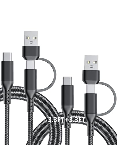 TOMSING 2-in-1 USB C to USB C 60W Fast Charging Cable,2Pack 3.3FT,Black