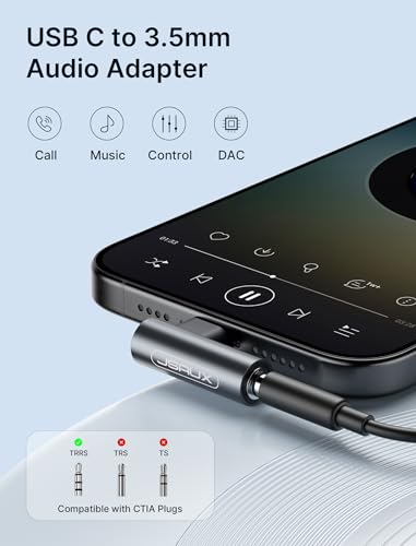 image for JSAUX 2 Pack Right Angle USB C to 3.5mm Audio Adapter, Type USB C to H