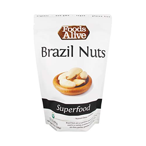 Foods Alive Brazil Nuts - Organic, Non-GMO, Raw, Vegan, Gluten-Free, Kosher - Natural Source of Protein, Fiber, and Fatty Acids - Add to Trail Mix or Make Brazil Milk, 12oz