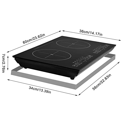 24 inch 2 Burners Electric Cooktop 110V Ceramic Electric Stove with 2