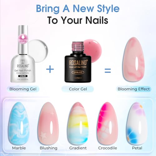 ROSALIND Blooming Gel Esmalte Semipermanente, Blooming Pintauñas Gel el Efecto de Esparcimiento para Decoración de Uñas - imagen 2
