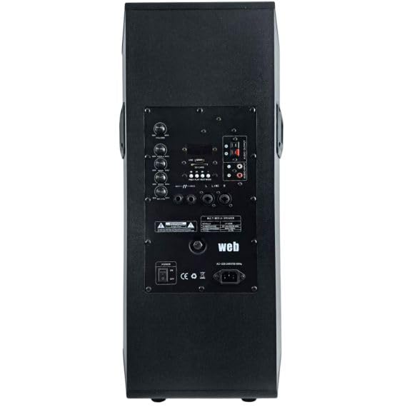 Coppia casse acustiche amplificate WEB 300W con Bluetooth, USB e SD - 62x32x34 cm