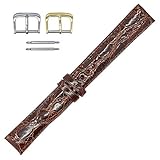 22mm Cognac Genuine Crocodile – Glazed Padded Stitched – American Factory Direct - Replacement Watch Band Strap - Gold & Silver Buckles Included – Made in The USA by Real Leather Creations FBA533