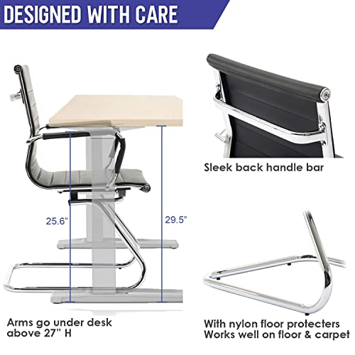 Wahson Office Guest Chairs, 2 Pack Reception Chairs For Waiting Room/Conference Room, With Faux Leather And Sled Base, Set Of 2, Black #TOP5