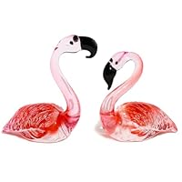 Movdyka 2 Pcs Glass Hand Blown Art Flamingo Collectible Figurine Ornaments, Crystal Flamingo Animal Decorative Gifts for Couples