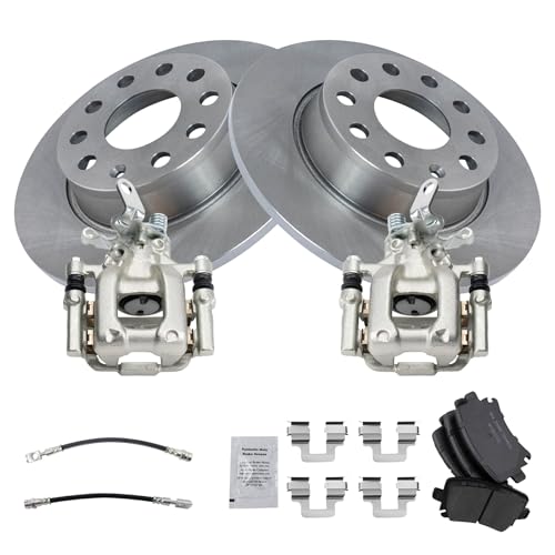 Image of TRQ Rear Brake Pad & Rotor Kit Ceramic Compatible with 2010 Audi A3 A3 Quattro Volkswagen Jetta