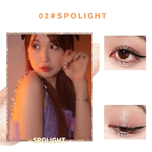2Pcs Flortte Liquid Glitter Eyeshadow, Korean Makeup Star Diamond Streamer Liquid Eyeshadow, Bling Pigmented Eye Makeup Sparkling Korean Eye Glitter, Easy To Apply Liquid Glitter Eyeshadow, Long Lasting Glitter Eyeliner Liquid Shimmer Eyeshadow (02+03) #TOP2