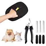 DGTSYAL Guante Removedor de Pelo de Mascotas y Cortauñas Perro Gato, Guante Depilación de Mascotas, Doble Cara Reutilizable de Gatos y Perros, para Sofá, Alfombra, Asiento de Coche
