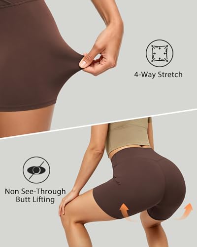 keriffe Womens 5"/10" Crossover Biker Shorts High Waisted Athletic Running Spandex Shorts Gym Yoga Workout - image 5