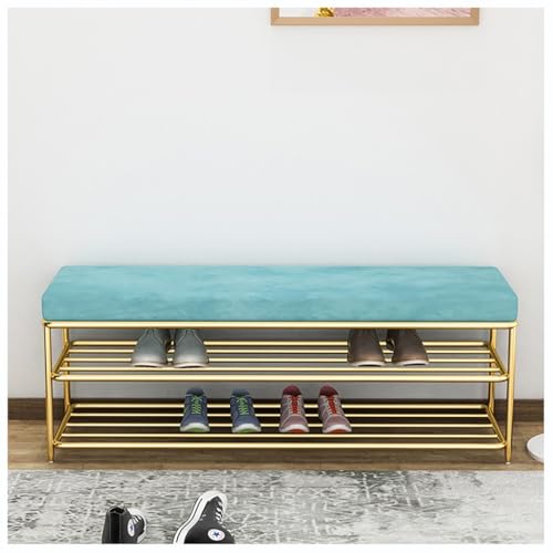 Banc à chaussures doré pour libérer l'espace au sol des entrées encombrées