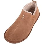 SNUGRUGS Mens Genuine Sheepskin Easy Slip On Twin Gusset Winter Slipper Boot - Chestnut - UK 7