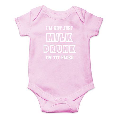 AW Fashion's I'm Not Just Milk Drunk, Im Tit Faced Cute Novelty Funny Infant One-piece Baby Bodysuit (6 Months, Light Pink) AW Fashion's I'm Not Just Milk Drunk, Im Tit Faced Cute Novelty Funny Infant One-piece Baby Bodysuit (6 Months, Light Pink)