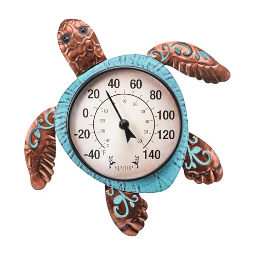 MUMTOP Outdoor Thermometer, Turtle Outside Wall Thermometer for Patio Yard Garden