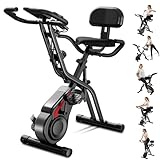 5-in-1 Heimtrainer Fahrrad Faltbares Leises Indoor Bikes mit LCD-Monitor Zuhause Ergometer Cycling Spinning Bike Komfort-Sattel Fitnessbikes mit 8-Stufen Widerstand & 136KG Belastbarkeit Schwarz