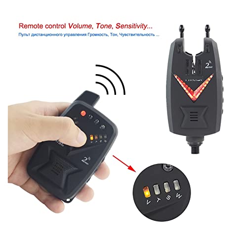 Carp Fishing Alarm Set Wireless Bite Alarm 2 Way Remote Control Bite Indicator S3 (Color : 1 Plus 4) #TOP2