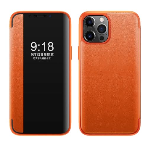 Housse en cuir à rabat et silicone pour iPhone 11 Pro Max orange