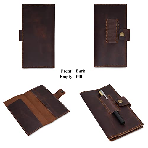 The Antiq Leather Cheque Book Cover Checkbook Holder, Check Book Wallet, Check Book Cover, Leather Register Checkbook Case, Executive Checkbook Case for Men & Women (Classic)