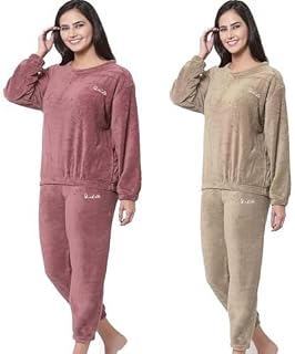 Combo Pack of 2 Women's Winter Nightsuits Full Sleeve Top and Pajama Set Regular-Fit Cozy Sleepwear Warm Lounge wear for Cold Weather Comfortable Pajama Set [P15]