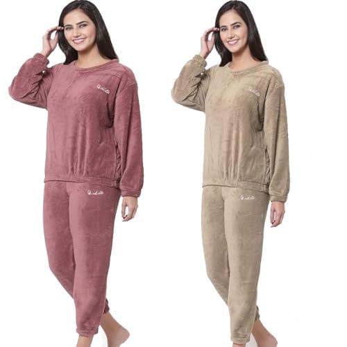 Combo Pack of 2 Women's Winter Nightsuits Full Sleeve Top and Pajama Set Regular-Fit Cozy Sleepwear Warm Lounge wear for Cold Weather Comfortable Pajama Set [P15]-picture-47
