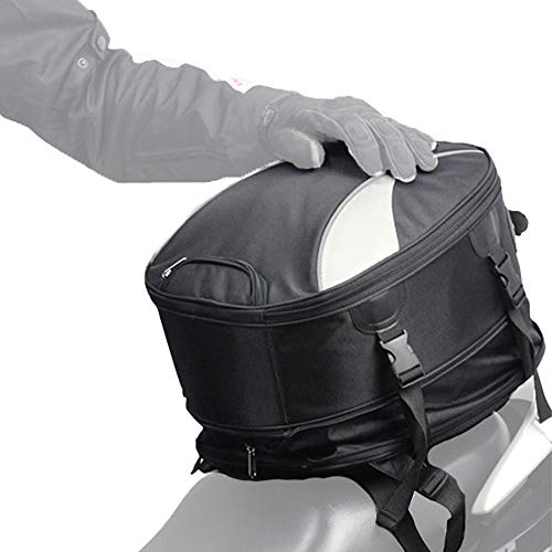 Madbike Sac de Queue de Moto Extensible imperméable, Sac de Casque Multifonctionnel Sports de Plein air Sac à Dos Sac de siège arrière Universel 28L