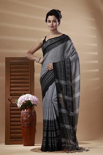 Image of eC ESHA'S COLLECTION Women's Cotton Blend Begumpuri Handloom Saree With Unstitched Running Blouse Piece