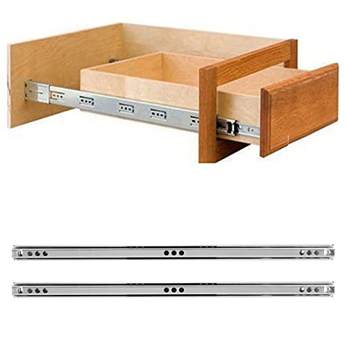 2PCS Sliding Drawer Rails, Soft Close Drawer Slides Tracks Side Mount for Dresser, Cabinet, Kitchen, 44 Lbs Large Capacity, 342x17mm