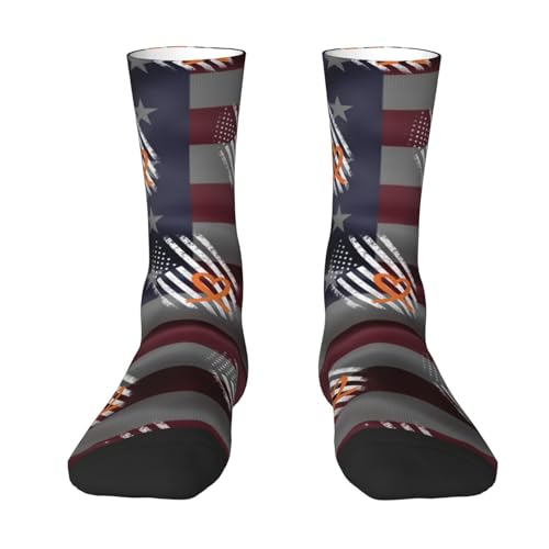 USA Flag Kidney Cancer Awareness Adult Polyester Crew Socks Breathable Moisture-Wicking Athletic Running Gym9