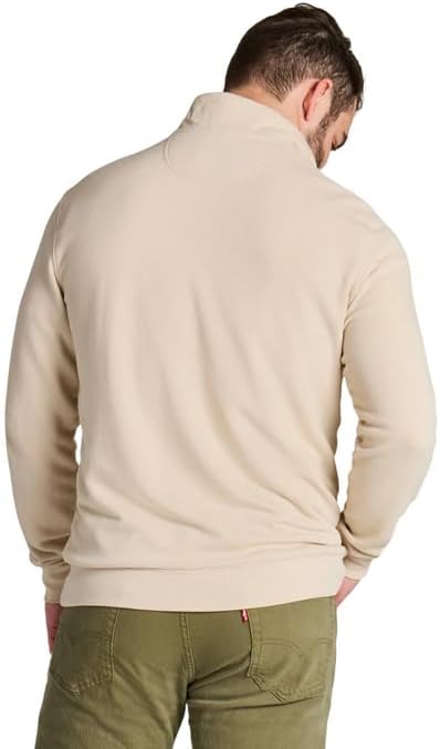Life is Good. Men's Solid French Terry Quarter Zip Tee, Birch White