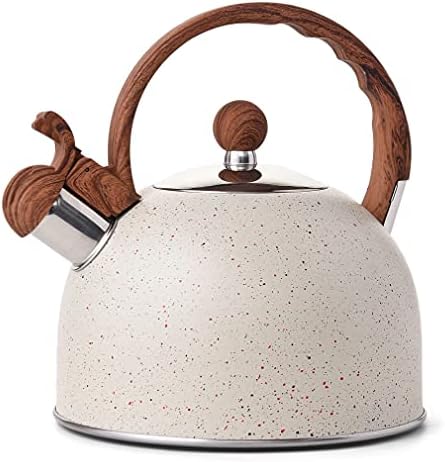 Tea Kettle - 2.5 Quart Whistling Tea Kettle Stainless Steel Tea Pots for Stove Top Stylish Kettle With Anti-slip Handle Whistle Water Kettle Stovetop Tea Pot for Boiling Water Gift White