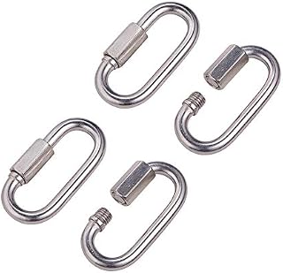 INCREWAY 4 Pcs Stainless Steel D Shape Locking Carabiner Quick Link Chain Connector Keychain Buckle
